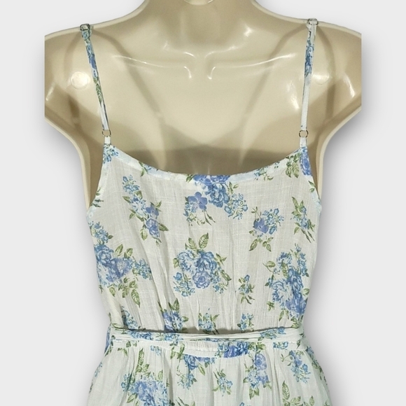 Mine by Blu Pepper Sz Med White & Blue Floral Cottagecore Sleeveless Midi Dress - Picture 6 of 10